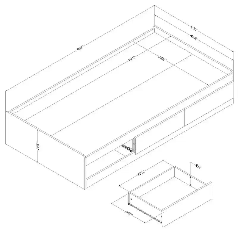 Lit double South Shore Versa chêne Nordik : style scandinave avec 3 tiroirs de rangement, cadre en panneaux de particules stratifiés