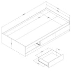 Lit double South Shore Versa chêne Nordik : style scandinave avec 3 tiroirs de rangement, cadre en panneaux de particules stratifiés