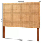 Tête de lit Queen Size Lesia en rotin et bois d'acajou, miel clair/teck rouge, de bali et pari