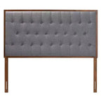 Baxton Studio Baxton Studio King Harumi Fabric and Wood Headboard Gray/Walnut Brown