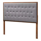 Baxton Studio Baxton Studio Tête de lit Harumi en tissu et bois Gris/Noyer Marron, format King