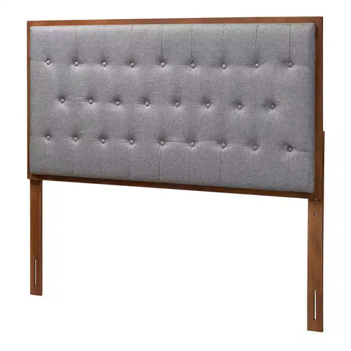Baxton Studio Baxton Studio Tête de lit Harumi en tissu et bois Gris/Noyer Marron, format King