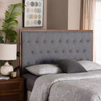 Baxton Studio Baxton Studio Tête de lit Harumi en tissu et bois Gris/Noyer Marron, format King