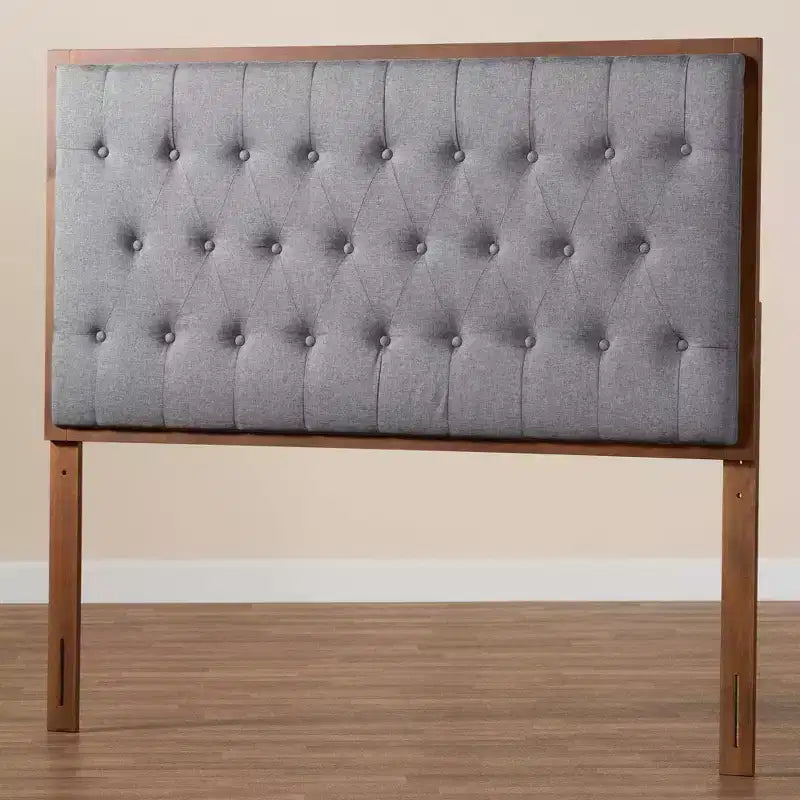 Baxton Studio Baxton Studio Tête de lit Harumi en tissu et bois Gris/Noyer Marron, format King