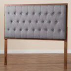 Baxton Studio Baxton Studio Tête de lit Harumi en tissu et bois Gris/Noyer Marron, format King