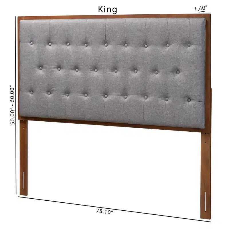 Baxton Studio Baxton Studio Tête de lit Harumi en tissu et bois Gris/Noyer Marron, format King