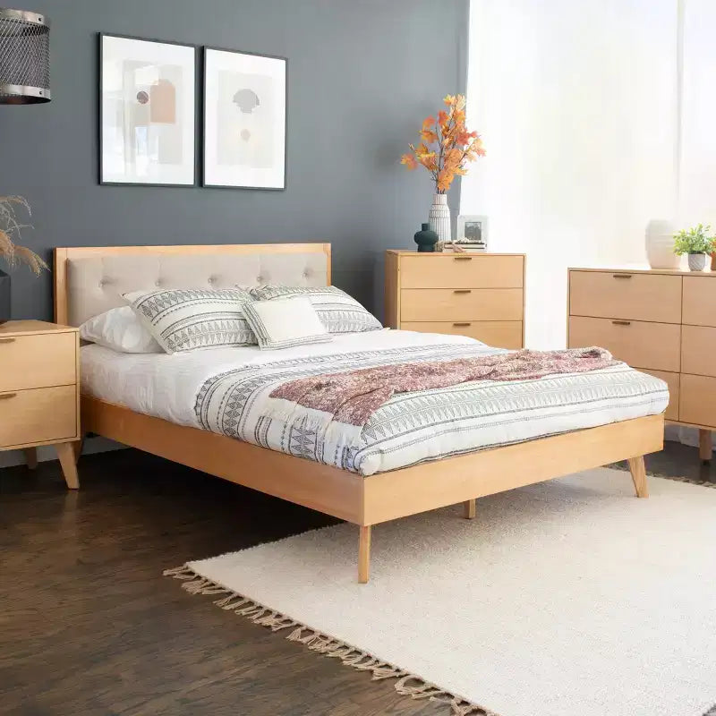 Lit queen-size Linon Reid Naturel