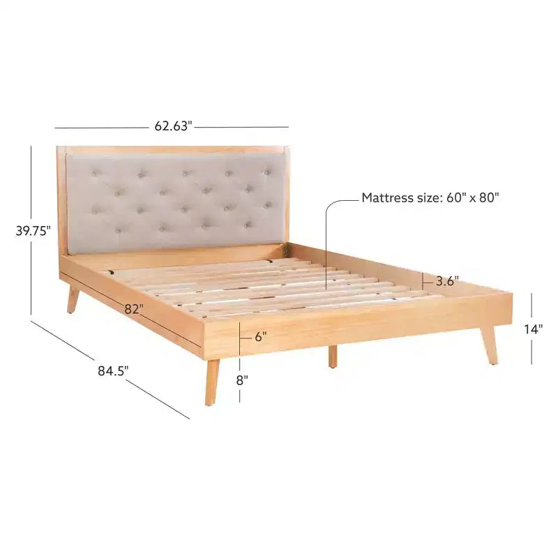 Lit queen-size Linon Reid Naturel