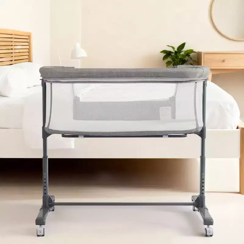 Berceau pour bébé avec roulettes - Beige / Gris / Rose, cododo, pour 1 bébé