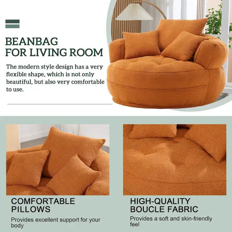 Fauteuil arrondi type « lazy sofa » – Blanc/Bleu/Gris/Jaune/Orange/Rose fuchsia/Bleu marine/Vert, modèle une ou deux places