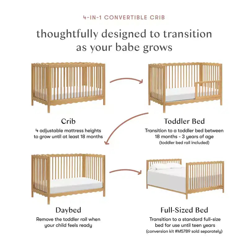 Lit de bébé convertible 4-en-1 Swell de Babyletto avec kit de conversion en lit de tout-petit