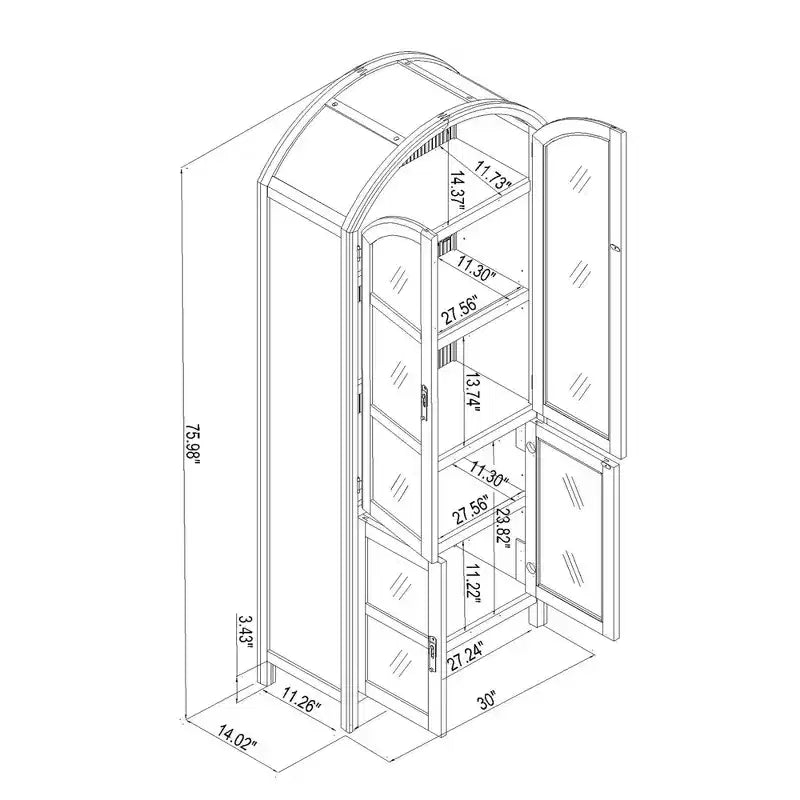 Meuble vitré à arche et 4 portes en bois rainuré - Naturel - Hearth & Hand™ avec Magnolia