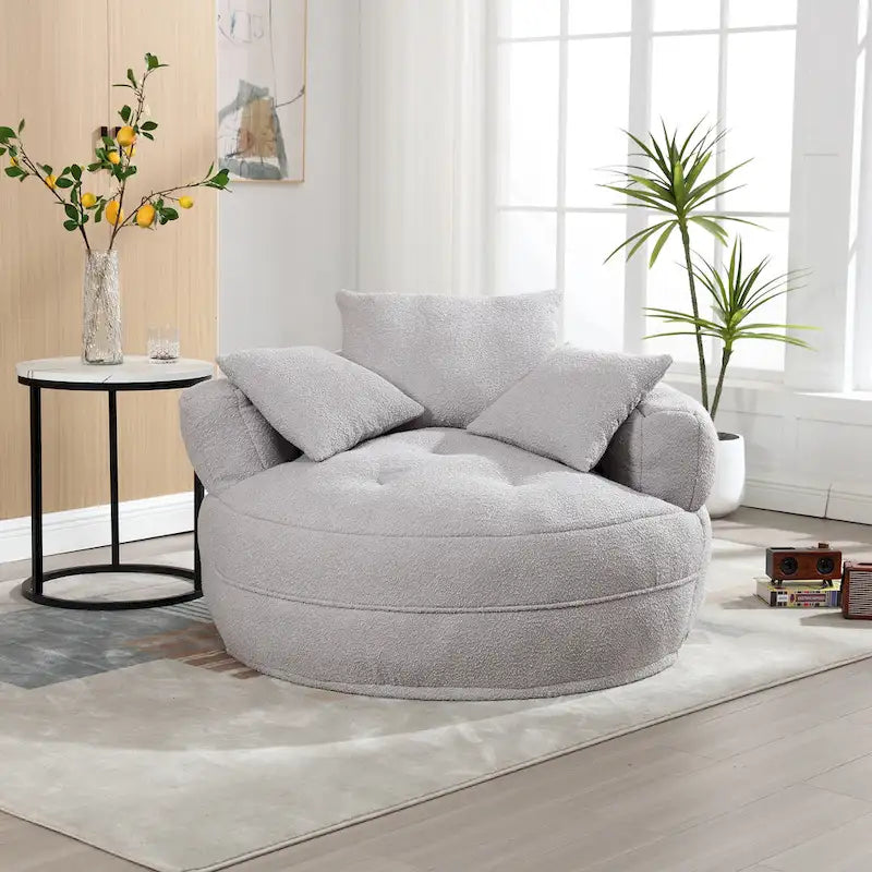 Fauteuil arrondi type « lazy sofa » – Blanc/Bleu/Gris/Jaune/Orange/Rose fuchsia/Bleu marine/Vert, modèle une ou deux places