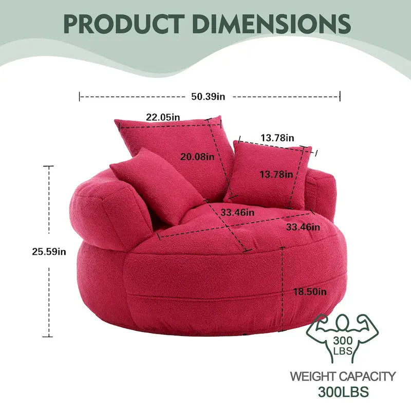Fauteuil arrondi type « lazy sofa » – Blanc/Bleu/Gris/Jaune/Orange/Rose fuchsia/Bleu marine/Vert, modèle une ou deux places