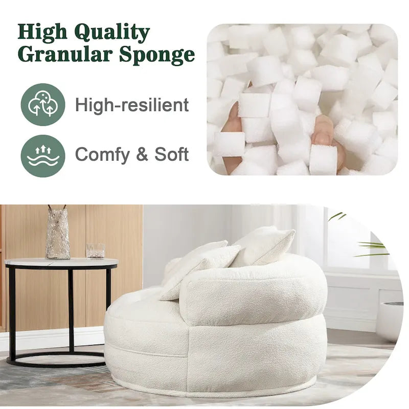 Fauteuil arrondi type « lazy sofa » – Blanc/Bleu/Gris/Jaune/Orange/Rose fuchsia/Bleu marine/Vert, modèle une ou deux places