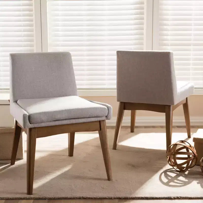 Lot de 2 chaises de salle à manger Baxton Studio Nexus Mid Century Modern en noyer et tissu