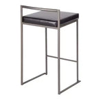 Lot de 2 tabourets de bar contemporains empilables Fuji, hauteur comptoir, aspect antique avec coussin