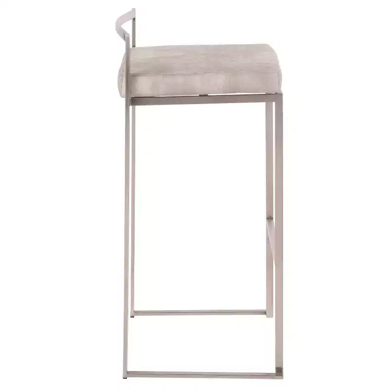 Lot de 2 tabourets de bar empilables contemporains 30 Fuji en acier inoxydable - Lumisource