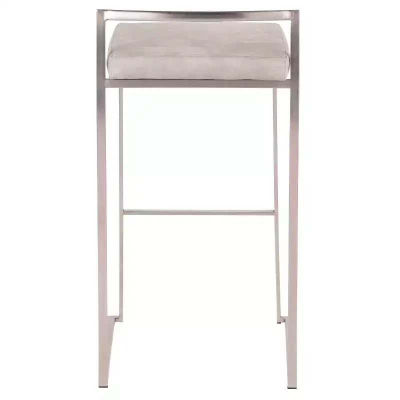 Lot de 2 tabourets de bar empilables contemporains 30 Fuji en acier inoxydable - Lumisource