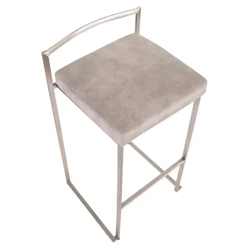 Lot de 2 tabourets de bar empilables contemporains 30 Fuji en acier inoxydable - Lumisource