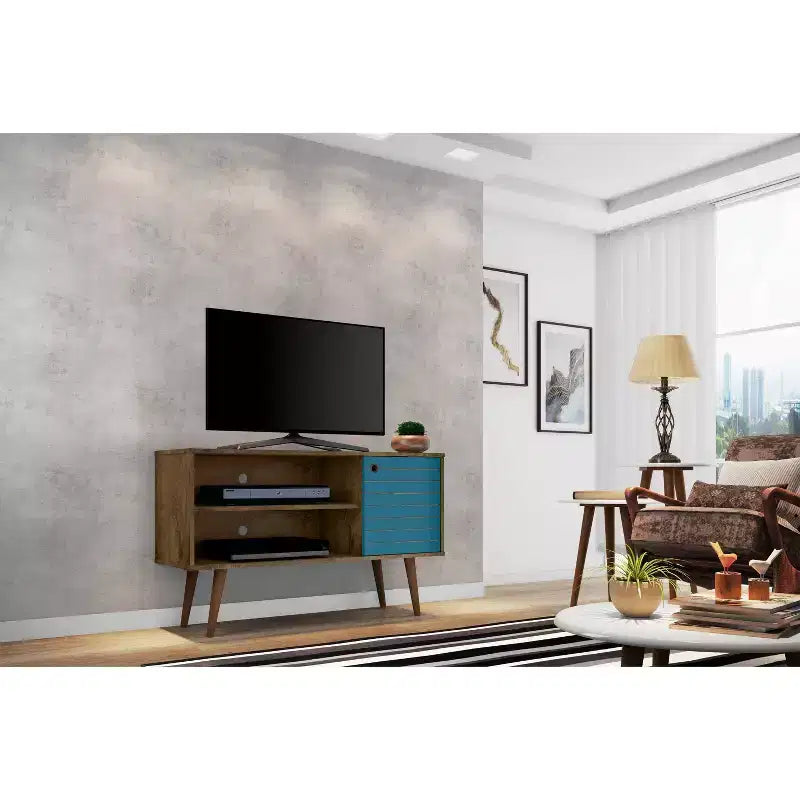 Meuble TV Manhattan Comfort Liberty Mid-Century Modern 2 étagères et 1 porte pour téléviseurs jusqu'à 46 pouces