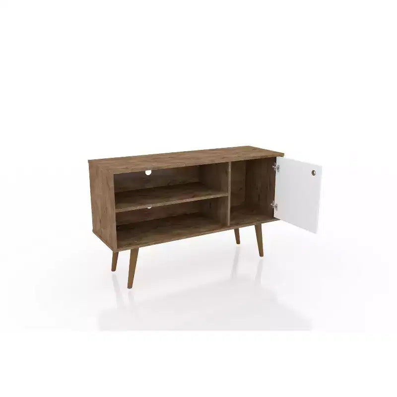 Meuble TV Manhattan Comfort Liberty Mid-Century Modern 2 étagères et 1 porte pour téléviseurs jusqu'à 46 pouces