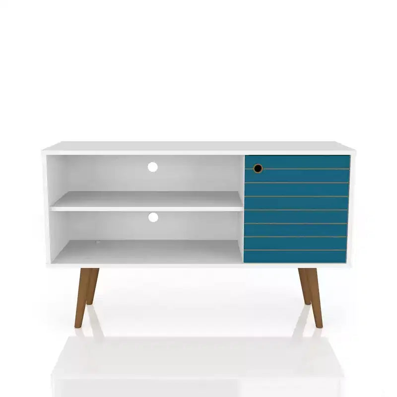 Meuble TV Manhattan Comfort Liberty Mid-Century Modern 2 étagères et 1 porte pour téléviseurs jusqu'à 46 pouces