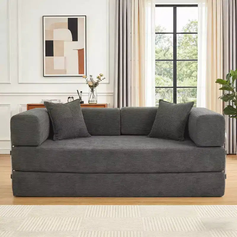 Dyonery 78Canapé-lit Pliant Convertible en Velours Côtelé Grand Lit de Sol 4-en-1 Combinaison Modulaire DIY Canapé Pliant Confortable.