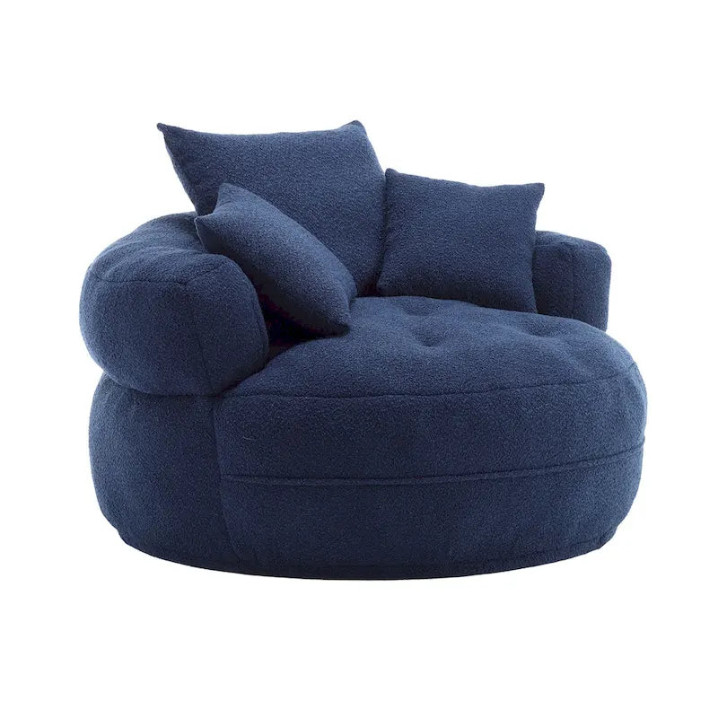 Fauteuil arrondi type « lazy sofa » – Blanc/Bleu/Gris/Jaune/Orange/Rose fuchsia/Bleu marine/Vert, modèle une ou deux places