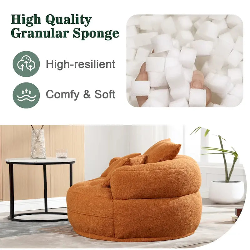 Fauteuil arrondi type « lazy sofa » – Blanc/Bleu/Gris/Jaune/Orange/Rose fuchsia/Bleu marine/Vert, modèle une ou deux places