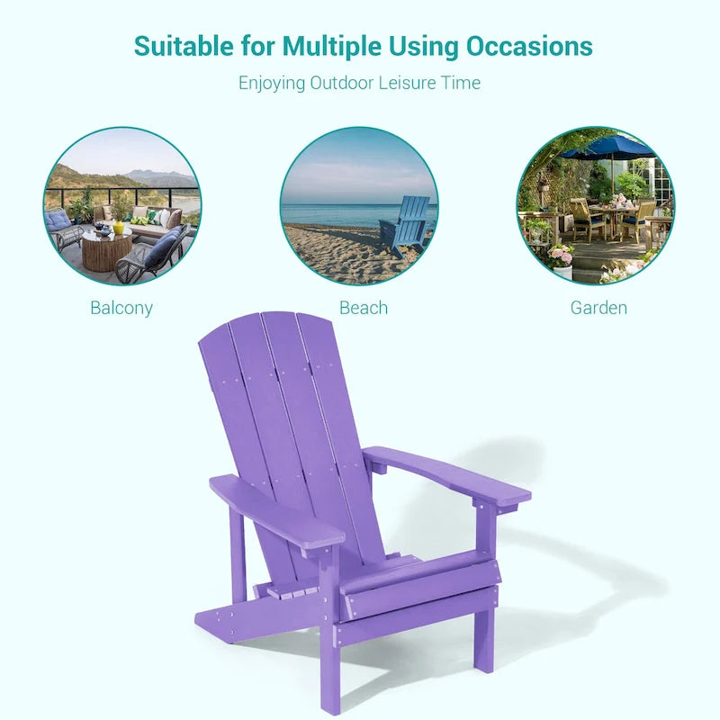 Chaises Adirondack d'extérieur en bois résistantes aux intempéries Bonosuki - Lot de 4
