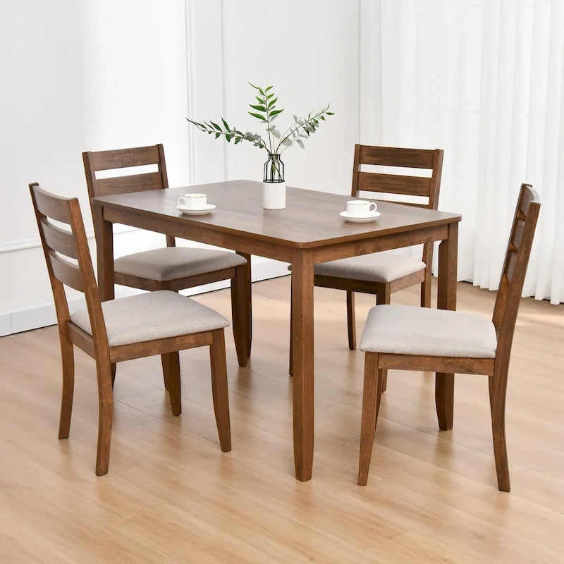 Lot de 4 chaises de salle à manger en bois à dossier à lattes