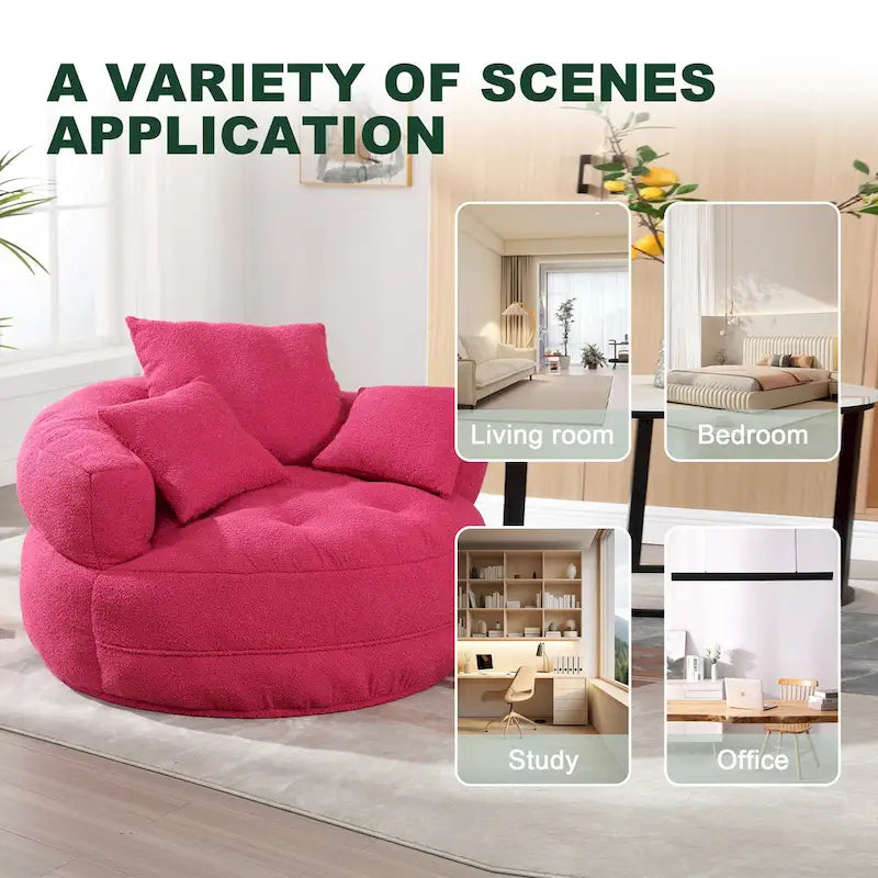 Fauteuil arrondi type « lazy sofa » – Blanc/Bleu/Gris/Jaune/Orange/Rose fuchsia/Bleu marine/Vert, modèle une ou deux places