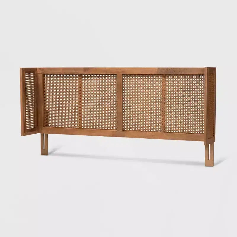 Rina Wood Wrap Around Headboard Ash Walnut - Baxton Studio