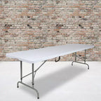 Table de banquet et d'événement pliable Flash Furniture en plastique blanc granit de 2,4 mètres de hauteur réglable avec poignée de transport