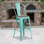 Tabouret de bar en métal avec dossier et assise en bois Flash Furniture, hauteur 76 cm