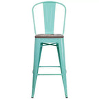 Tabouret de bar en métal avec dossier et assise en bois Flash Furniture, hauteur 76 cm