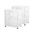 Sterilite Home 3 Drawer Wide Storage Cart Portable Container w/Casters