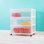 Sterilite Home Chariot de rangement portable large à 3 tiroirs avec roulettes