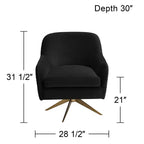 Fauteuil pivotant en velours matelassé onyx Ames Studio 55D