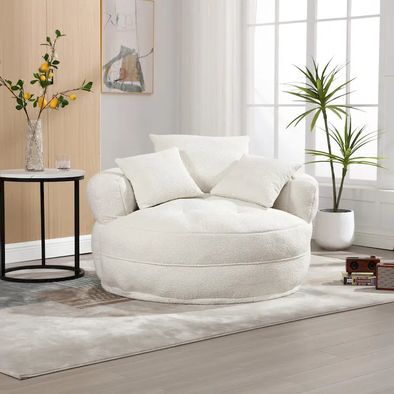 Fauteuil arrondi type « lazy sofa » – Blanc/Bleu/Gris/Jaune/Orange/Rose fuchsia/Bleu marine/Vert, modèle une ou deux places