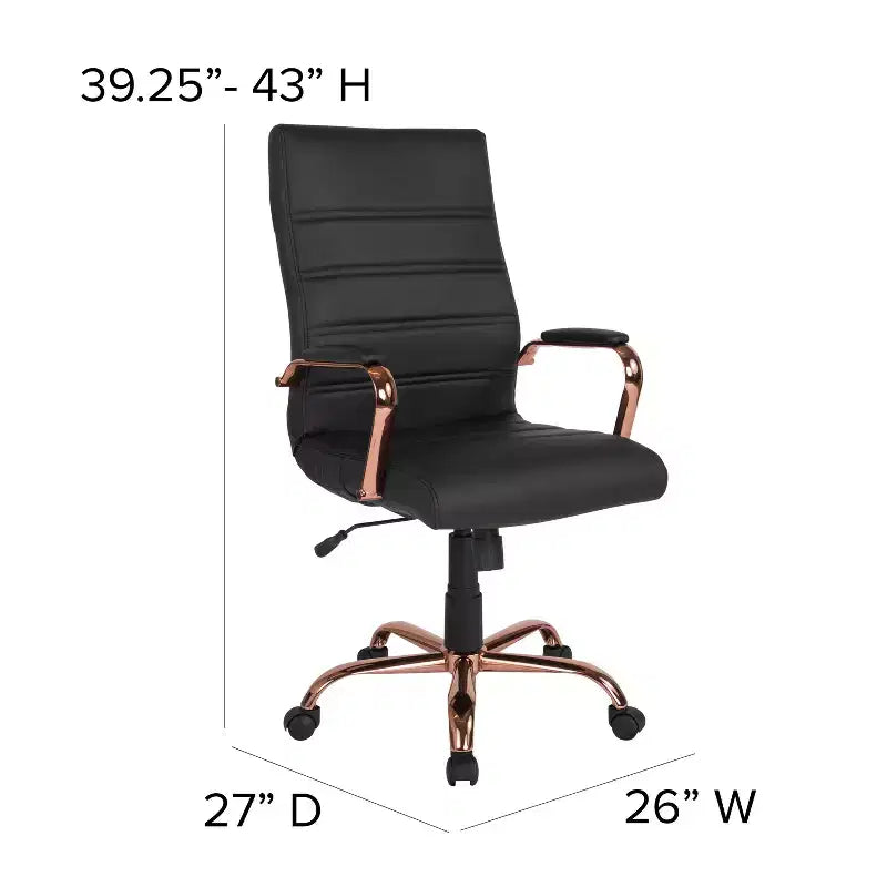 Fauteuil de bureau de direction pivotant Flash Furniture à dossier haut avec structure et accoudoirs en métal