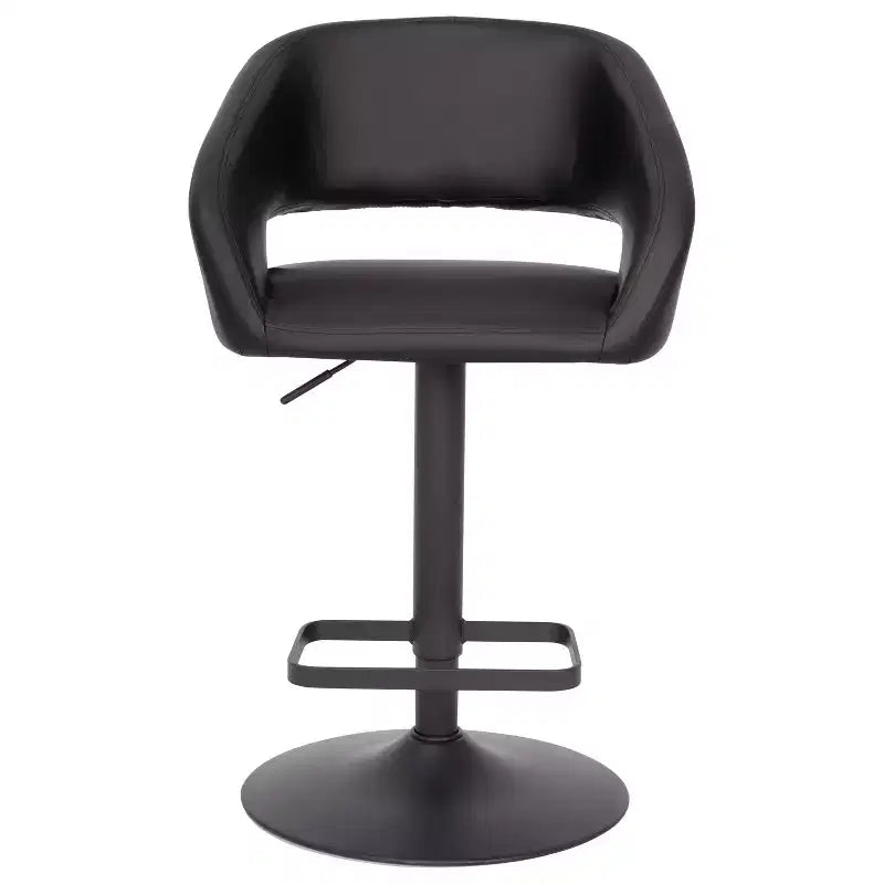 Tabouret de bar contemporain Flash Furniture en vinyle, réglable en hauteur, avec dossier mi-haut arrondi