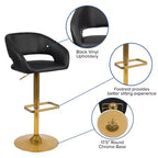 Tabouret de bar contemporain Flash Furniture en vinyle, réglable en hauteur, avec dossier mi-haut arrondi