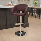 Tabouret de bar contemporain Flash Furniture en vinyle, réglable en hauteur, avec dossier mi-haut arrondi