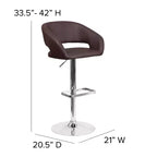 Tabouret de bar contemporain Flash Furniture en vinyle, réglable en hauteur, avec dossier mi-haut arrondi