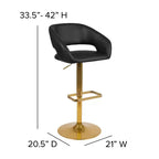 Tabouret de bar contemporain Flash Furniture en vinyle, réglable en hauteur, avec dossier mi-haut arrondi