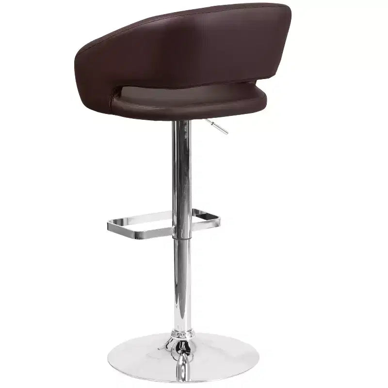 Tabouret de bar contemporain Flash Furniture en vinyle, réglable en hauteur, avec dossier mi-haut arrondi