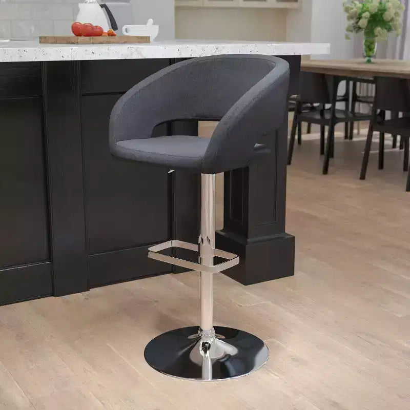 Tabouret de bar contemporain Flash Furniture en vinyle, réglable en hauteur, avec dossier mi-haut arrondi