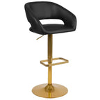Tabouret de bar contemporain Flash Furniture en vinyle, réglable en hauteur, avec dossier mi-haut arrondi